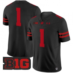 Men Youth Wisconsin Badgers 1 Team Black 2024 Vapor Limited Jersey All Stitched