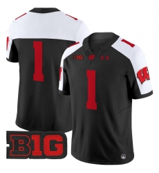 Men Youth Wisconsin Badgers 1 Team Black Alternate 2024 Vapor Limited Jersey All Stitched
