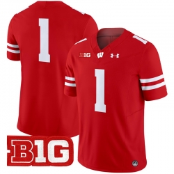 Men Youth Wisconsin Badgers 1 Team Red 2024 Vapor Limited Jersey All Stitched