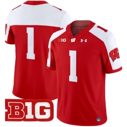 Men Youth Wisconsin Badgers 1 Team Red Alternate 2024 Vapor Limited Jersey All Stitched