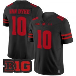 Men Youth Wisconsin Badgers 10 Tyler Van Dyke Black 2024 Vapor Limited Jersey All Stitched