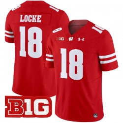 Men Youth Wisconsin Badgers 18 Braedyn Locke Red 2024 Vapor Limited Jersey All Stitched