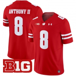 Men Youth Wisconsin Badgers 8 Vinny Anthony II Red 2024 Vapor Limited Jersey All Stitched
