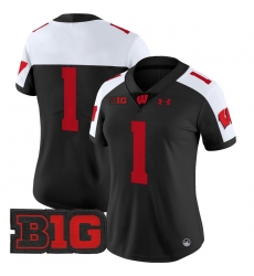 Women Wisconsin Badgers 1 Team Black Alternate 2024 Vapor Limited Jersey All Stitched
