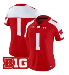 Women Wisconsin Badgers 1 Team Red Alternate 2024 Vapor Limited Jersey All Stitched