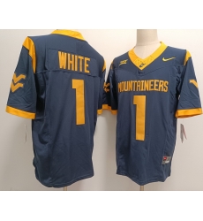 West Virginia Mountaineers #1 Jahiem White Navy West Virginia Mountaineers #1 Jahiem White Navy