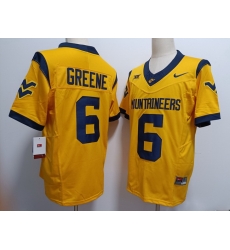 Men West Virginia Mountaineers Garrett Greene #6 F U S E Yellow Stitched Jersey Men West Virginia Mountaineers Garrett Greene #6 F U S E Yellow Stitched Jersey
