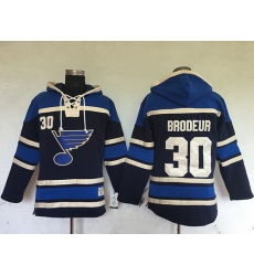 Men St.Louis Blues 30 Martin Brodeur Navy Blue Sawyer Hooded Sweatshirt Stitched NHL Jersey Men St.Louis Blues 30 Martin Brodeur Navy Blue Sawyer Hooded Sweatshirt Stitched NHL Jersey