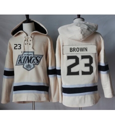 Men Los Angeles Kings 23 Dustin Brown Cream Sawyer Hooded Sweatshirt Stitched NHL Jersey Men Los Angeles Kings 23 Dustin Brown Cream Sawyer Hooded Sweatshirt Stitched NHL Jersey