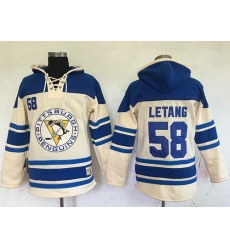 Men Pittsburgh Penguins 58 Kris Letang Cream Sawyer Hooded Sweatshirt Stitched NHL Jersey Men Pittsburgh Penguins 58 Kris Letang Cream Sawyer Hooded Sweatshirt Stitched NHL Jersey