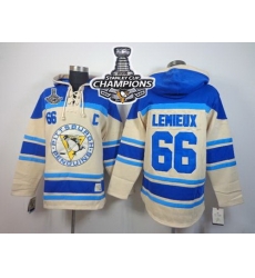 Men Pittsburgh Penguins 66 Mario Lemieux Cream Sawyer Hooded Sweatshirt 2016 Stanley Cup Champions Stitched NHL Jersey Men Pittsburgh Penguins 66 Mario Lemieux Cream Sawyer Hooded Sweatshirt 2016 Stanley Cup Champions Stitched NHL Jersey