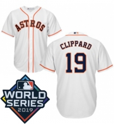 Mens Majestic Houston Astros 19 Tyler Clippard Replica White Home Cool Base Sitched 2019 World Series Patch jersey Mens Majestic Houston Astros 19 Tyler Clippard Replica White Home Cool Base Sitched 2019 World Series Patch jersey