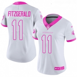 Womens Nike Arizona Cardinals 11 Larry Fitzgerald Limited WhitePink Rush Fashion NFL Jersey