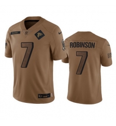 Men Atlanta Falcons 7 Bijan Robinson 2023 Brown Salute To Setvice Limited Stitched Football Jersey Men Atlanta Falcons 7 Bijan Robinson 2023 Brown Salute To Setvice Limited Stitched Football Jersey