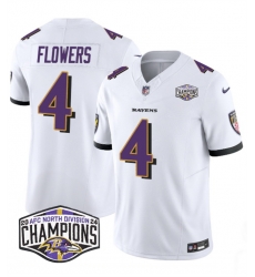 Men Baltimore Ravens 4 Zay Flowers White F U S E 2024 AFC North Division Champions Vapor Limited Football Jersey Men Baltimore Ravens 4 Zay Flowers White F U S E 2024 AFC North Division Champions Vapor Limited Football Jersey