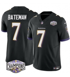Men Baltimore Ravens 7 Rashod Bateman Black F U S E 2024 AFC North Division Champions Vapor Limited Football Jersey Men Baltimore Ravens 7 Rashod Bateman Black F U S E 2024 AFC North Division Champions Vapor Limited Football Jersey