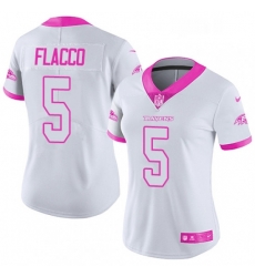 Womens Nike Baltimore Ravens 5 Joe Flacco Limited WhitePink Rush Fashion NFL Jersey Womens Nike Baltimore Ravens 5 Joe Flacco Limited WhitePink Rush Fashion NFL Jersey