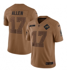 Men Buffalo Bills 17 Josh Allen 2023 Brown Salute To Service Limited Stitched Jersey Men Buffalo Bills 17 Josh Allen 2023 Brown Salute To Service Limited Stitched Jersey