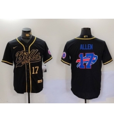 Men Buffalo Bills 17 Josh Allen Black Cool Base Stitched Baseball Jersey 7 Men Buffalo Bills 17 Josh Allen Black Cool Base Stitched Baseball Jersey 7