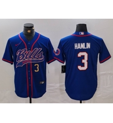 Men Buffalo Bills 3 Damar Hamlin Blue With Patch Cool Base Stitched Baseball Jersey 2 Men Buffalo Bills 3 Damar Hamlin Blue With Patch Cool Base Stitched Baseball Jersey 2