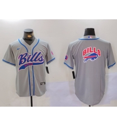 Men Buffalo Bills Grey Team Blank Cool Base Stitched Baseball Jersey 3 Men Buffalo Bills Grey Team Blank Cool Base Stitched Baseball Jersey 3