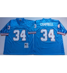 Men Oilers 34 Earl Campbell Blue M&N Throwback Jersey Men Oilers 34 Earl Campbell Blue M&N Throwback Jersey