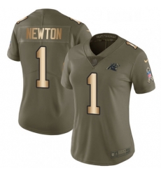 Womens Nike Carolina Panthers 1 Cam Newton Limited OliveGold 2017 Salute to Service NFL Jersey Womens Nike Carolina Panthers 1 Cam Newton Limited OliveGold 2017 Salute to Service NFL Jersey