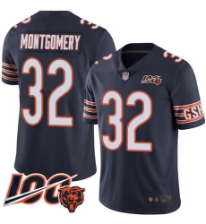 Men Chicago Bears 32 David Montgomery Navy Blue Team Color 100th Season Limited Football Jersey Men Chicago Bears 32 David Montgomery Navy Blue Team Color 100th Season Limited Football Jersey