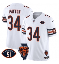 Men Chicago Bears 34 Walter Payton White F U S E With Illinois And No 51 Patch Stitched Football Jersey Men Chicago Bears 34 Walter Payton White F U S E With Illinois And No 51 Patch Stitched Football Jersey