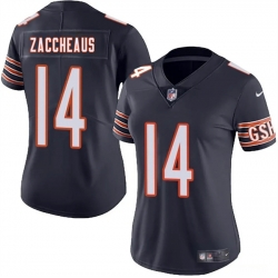 Women Chicago Bears 14 Olamide Zaccheaus Navy 2025 Vapor Stitched Jersey