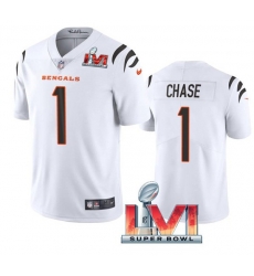 Nike Cincinati Bengals 1 Ja'Marr Chase White 2022 Super Bowl LVI Vapor Limited Jersey Nike Cincinati Bengals 1 Ja'Marr Chase White 2022 Super Bowl LVI Vapor Limited Jersey