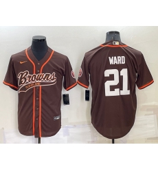Men Cleveland Browns 21 Denzel Ward Brown Stitched Jersey 826 Men Cleveland Browns 21 Denzel Ward Brown Stitched Jersey 826