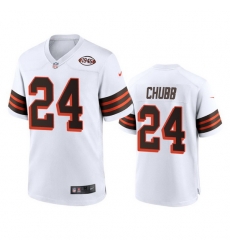 Men Cleveland Browns 24 Nick Chubb Nike 1946 Collection Alternate Game Limited NFL Jersey White Men Cleveland Browns 24 Nick Chubb Nike 1946 Collection Alternate Game Limited NFL Jersey White