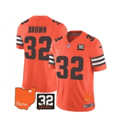 Men Cleveland Browns 32 Jim Brown Orange 2023 F U S E With Jim Brown Memorial Patch Vapor Untouchable Limited Stitched Jersey Men Cleveland Browns 32 Jim Brown Orange 2023 F U S E With Jim Brown Memorial Patch Vapor Untouchable Limited Stitched Jersey