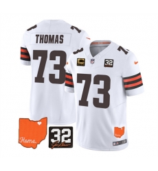 Men Cleveland Browns 73 Joe Thomas White 2023 F U S E With Jim Brown Memorial Patch And 4 Star C Patch Vapor Untouchable Limited Stitched Jersey Men Cleveland Browns 73 Joe Thomas White 2023 F U S E With Jim Brown Memorial Patch And 4 Star C Patch Vapor Untouchable Limited Stitched Jersey