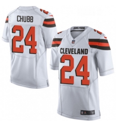 Mens Nike Cleveland Browns 24 Nick Chubb Elite White NFL Jersey Mens Nike Cleveland Browns 24 Nick Chubb Elite White NFL Jersey