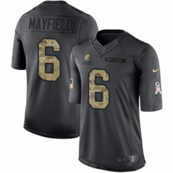 Mens Nike Cleveland Browns 6 Baker Mayfield Limited Black 2016 Salute to Service NFL Jersey