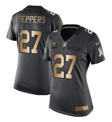 Nike Browns #27 Jabrill Peppers Black Womens Stitched NFL Limited Gold Salute to Service Jersey Nike Browns #27 Jabrill Peppers Black Womens Stitched NFL Limited Gold Salute to Service Jersey