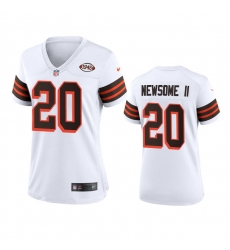 Women Cleveland Browns 20 Greg Newsome II Nike 1946 Collection Alternate Game Limited NFL Jersey White Women Cleveland Browns 20 Greg Newsome II Nike 1946 Collection Alternate Game Limited NFL Jersey White