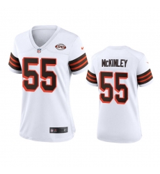 Women Cleveland Browns 55 Takkarist Mckinley Nike 1946 Collection Alternate Game Limited NFL Jersey White Women Cleveland Browns 55 Takkarist Mckinley Nike 1946 Collection Alternate Game Limited NFL Jersey White