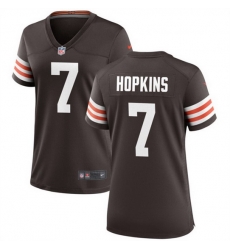 Women Cleveland Browns 7 Dustin Hopkins Brown Stitched Jersey Run Small Women Cleveland Browns 7 Dustin Hopkins Brown Stitched Jersey Run Small