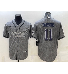 Men Dallas Cowboys 11 Micah Parsons Grey With Patch Cool Base Stitched Baseball JerseyS Men Dallas Cowboys 11 Micah Parsons Grey With Patch Cool Base Stitched Baseball JerseyS