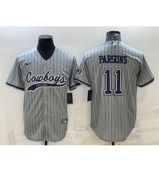 Men Dallas Cowboys 11 Micah Parsons Grey With Patch Cool Base Stitched Baseball Jersey Men Dallas Cowboys 11 Micah Parsons Grey With Patch Cool Base Stitched Baseball Jersey
