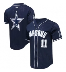 Men Dallas Cowboys 11 Micah Parsons Navy Pro Standard Mesh Button Up Stitched Baseball Jersey Men Dallas Cowboys 11 Micah Parsons Navy Pro Standard Mesh Button Up Stitched Baseball Jersey