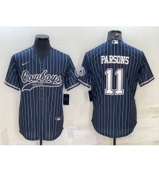 Men Dallas Cowboys 11 Micah Parsons Navy With Patch Cool Base Stitched Baseball Jersey Men Dallas Cowboys 11 Micah Parsons Navy With Patch Cool Base Stitched Baseball Jersey