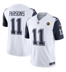 Men Dallas Cowboys 11 Micah Parsons White 2023 F U S E With John Madden Patch Vapor Limited Stitched Football Jersey Men Dallas Cowboys 11 Micah Parsons White 2023 F U S E With John Madden Patch Vapor Limited Stitched Football Jersey