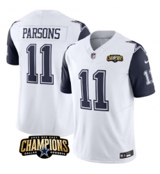 Men Dallas Cowboys 11 Micah Parsons White Navy 2023 F U S E NFC East Champions Patch Stitched Football Jersey Men Dallas Cowboys 11 Micah Parsons White Navy 2023 F U S E NFC East Champions Patch Stitched Football Jersey