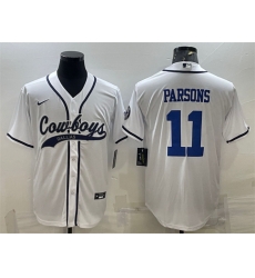 Men Dallas Cowboys 11 Micah Parsons White With Patch Cool Base Stitched Baseball Jersey Men Dallas Cowboys 11 Micah Parsons White With Patch Cool Base Stitched Baseball Jersey