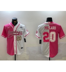 Men Dallas Cowboys 20 Tony Pollard Red White With Patch Cool Base Stitched Baseball Jersey 1 Men Dallas Cowboys 20 Tony Pollard Red White With Patch Cool Base Stitched Baseball Jersey 1