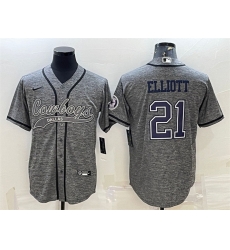 Men Dallas Cowboys 21 Ezekiel Elliott Grey With Patch Cool Base Stitched Baseball JerseyS Men Dallas Cowboys 21 Ezekiel Elliott Grey With Patch Cool Base Stitched Baseball JerseyS